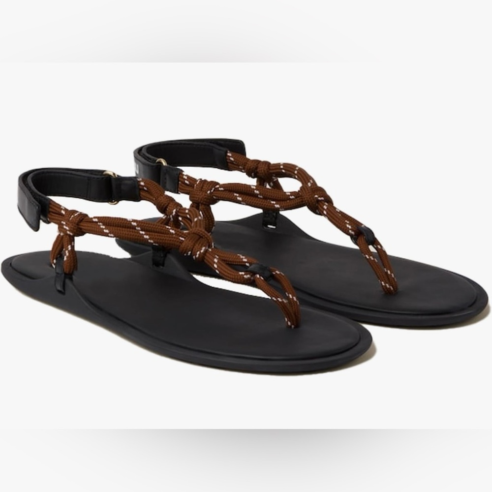 NWOT Black and Rust Brown Rope Sandals Size 7.5